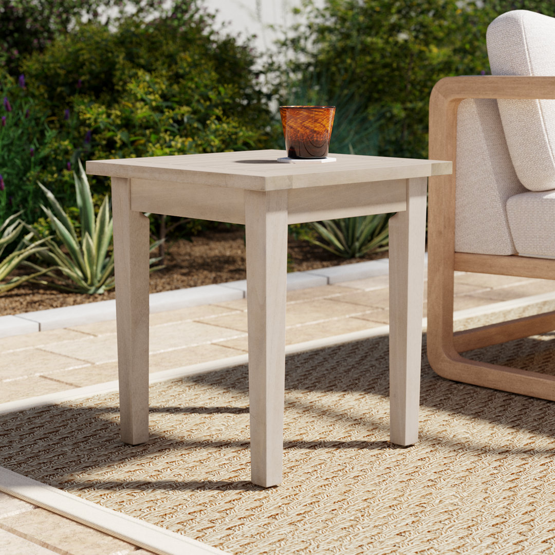 Amina Outdoor Solid Acacia Wood Side Table